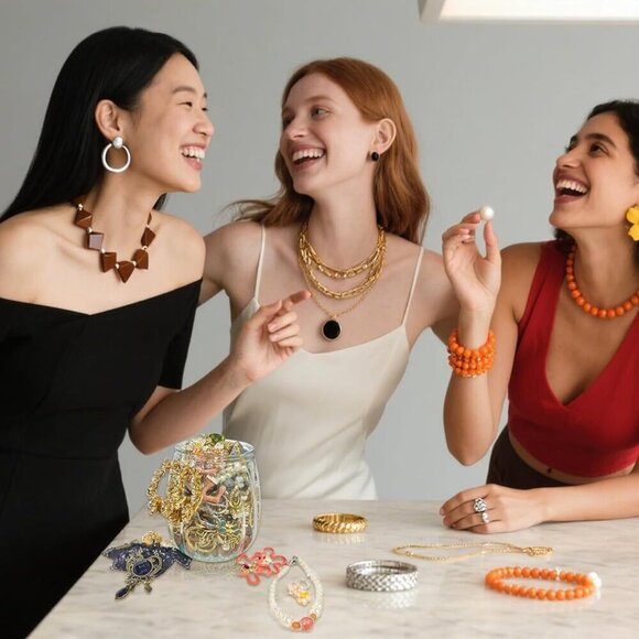 Jewelry Mystery Jar Silver Titanium Amethyst 50+ Eclectic Accessories - Picture 2 of 7